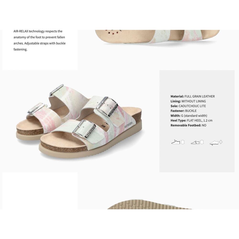 Mephisto womens Hester multicolor rainbow stripe leather sandal Size 38 or 8 - Picture 9 of 9